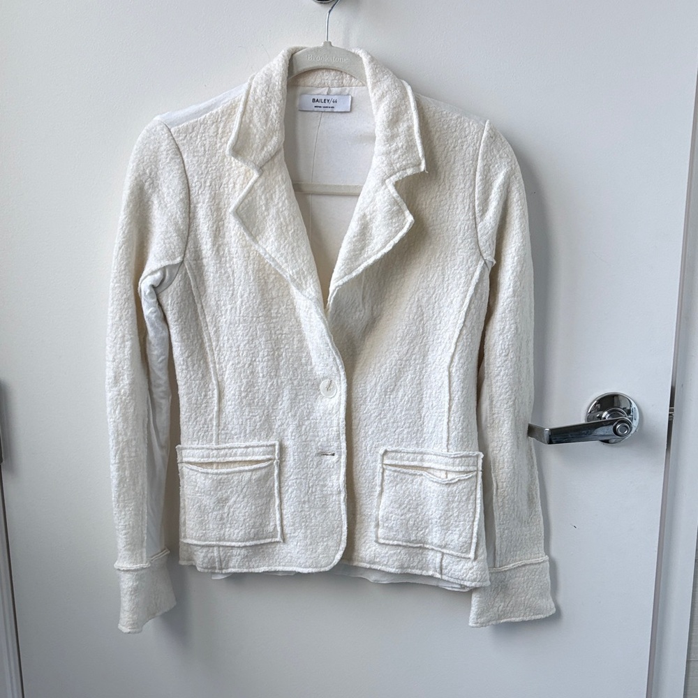 Bailey 44 Cream Textured Single-Button Blazer